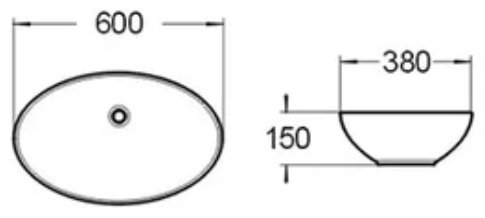 Раковина Comforty 7689 накладная овальная 38, санфарфор