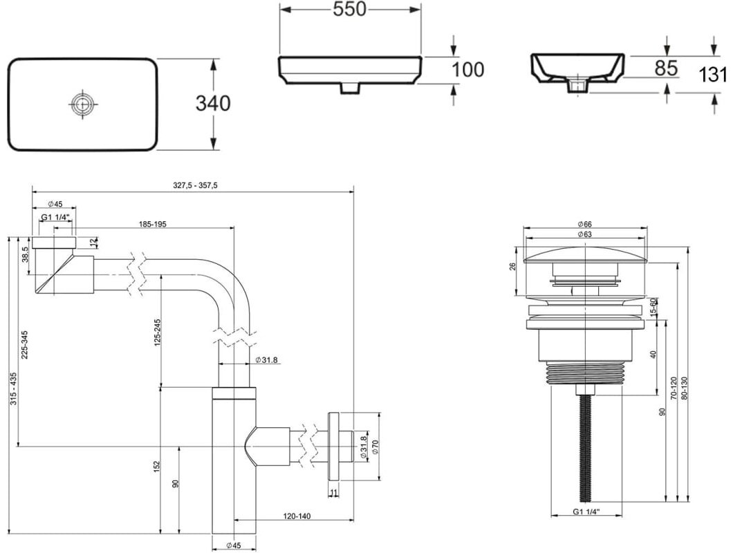 Раковина Lavinia Boho Bathroom Sink 21520158 накладная прямоугольная 34, санфарфор купить,0