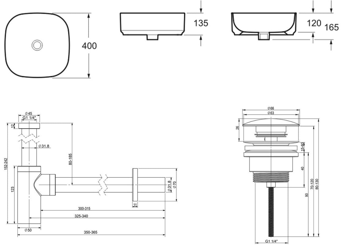 Раковина Lavinia Boho Bathroom Sink 21520224 накладная квадратная 40, санфарфор купить,NaN