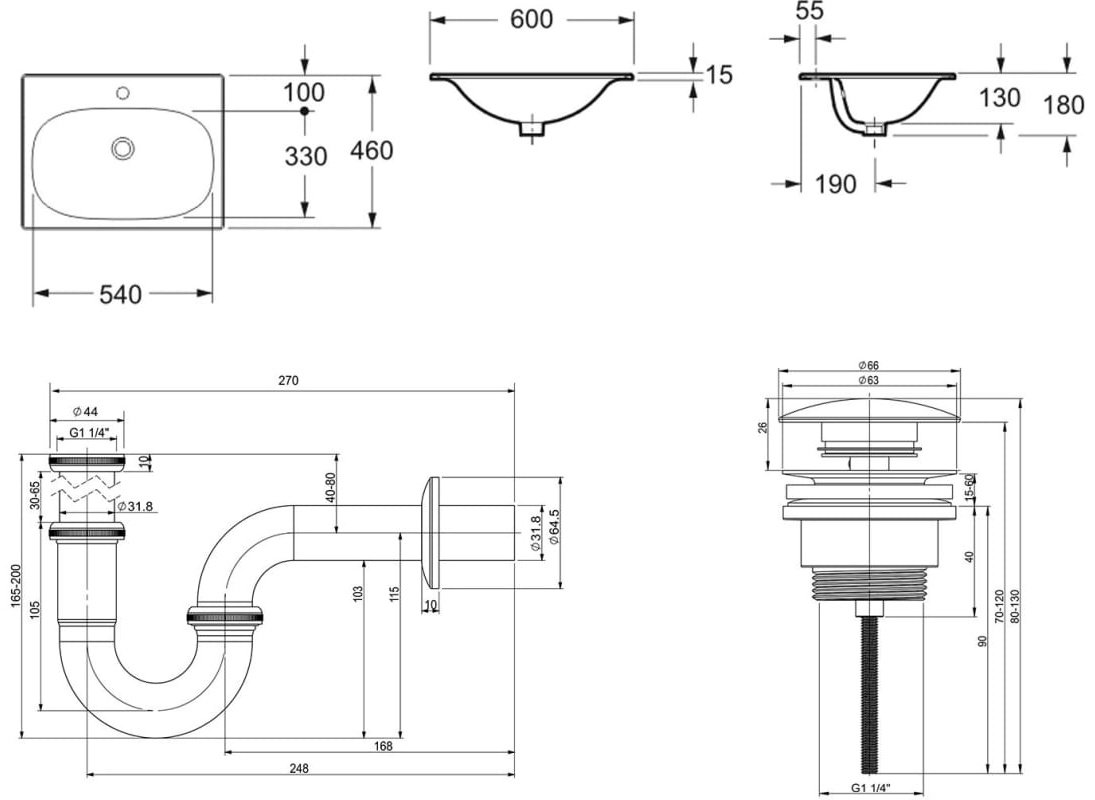 Раковина Lavinia Boho Bathroom Sink 21520434 врезная прямоугольная 46, фарфор купить,0