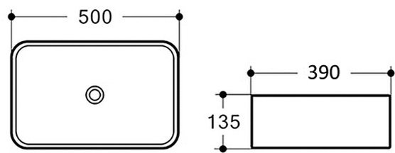 Раковина Comforty T-Y9378MH накладная прямоугольная 50 см, санфарфор купить,102783
