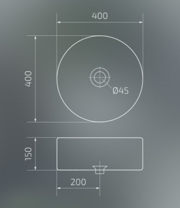 Раковина GID-ceramic N9425 накладная круглая 40, керамика