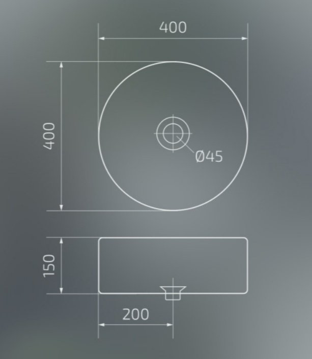 Раковина GID-ceramic N9425 накладная круглая 40, керамика купить,50770