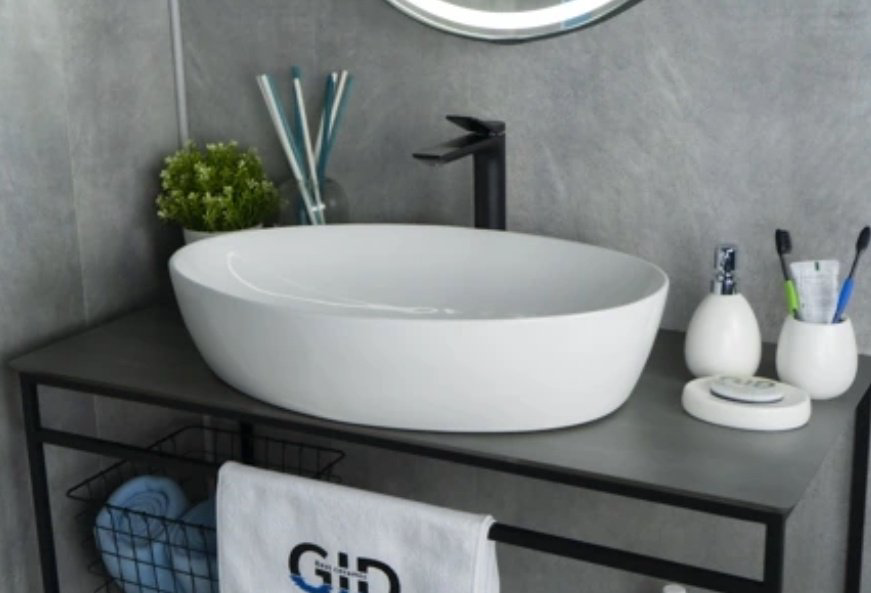 Раковина GID-ceramic N9433 накладная овальная 61, керамика купить,NaN