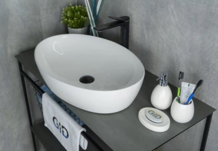 Раковина GID-ceramic N9433 накладная овальная 61, керамика купить,NaN