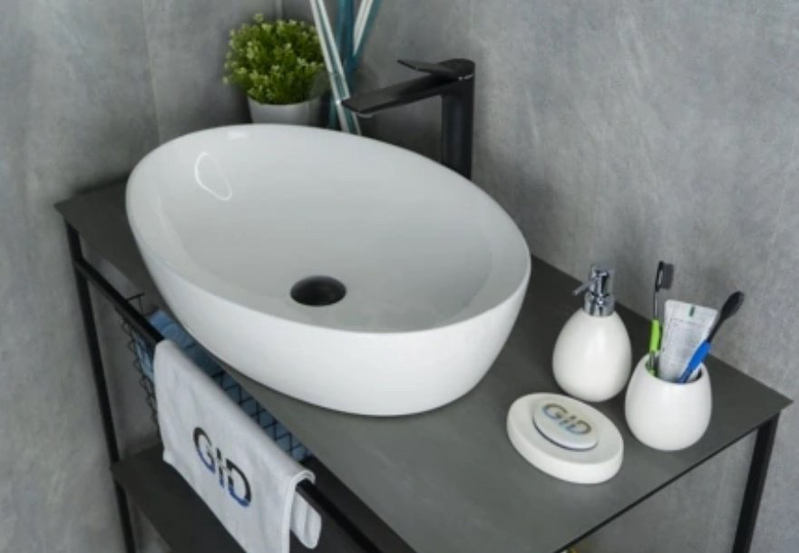 Раковина GID-ceramic N9433 накладная овальная 61, керамика купить,NaN