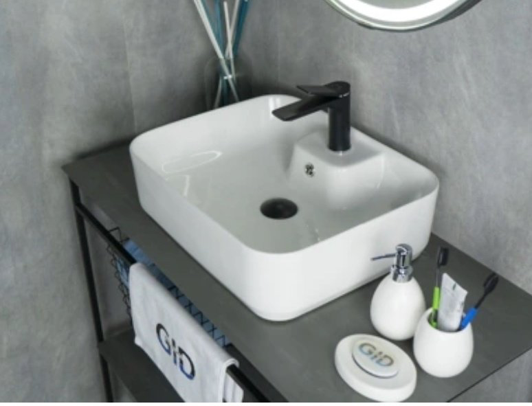Раковина GID-ceramic N9445 накладная прямоугольная 52, керамика купить,63879