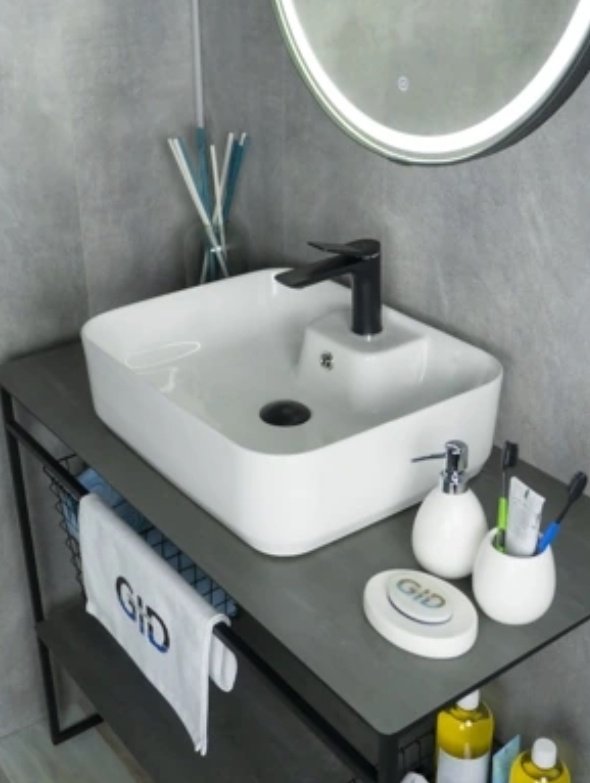 Раковина GID-ceramic N9445 накладная прямоугольная 52, керамика купить,0