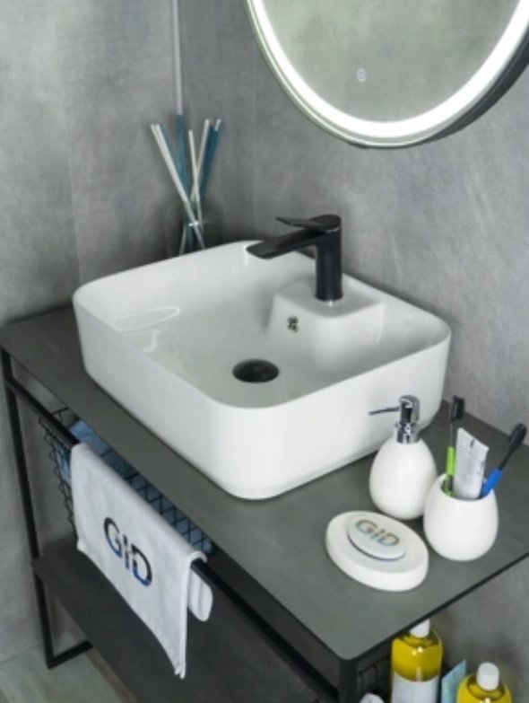 Раковина GID-ceramic N9445 накладная прямоугольная 52, керамика купить,63879