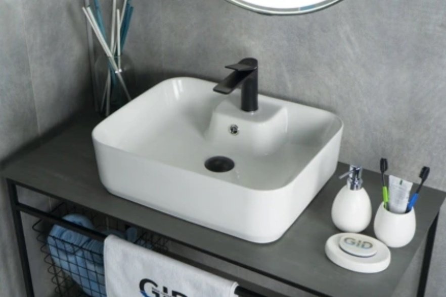 Раковина GID-ceramic N9445 накладная прямоугольная 52, керамика купить,0