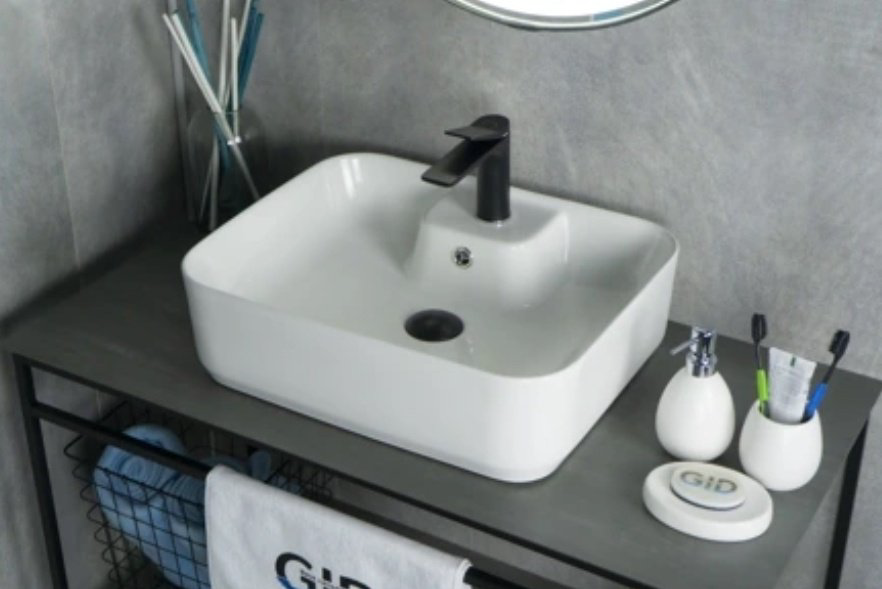 Раковина GID-ceramic N9445 накладная прямоугольная 52, керамика купить,63879