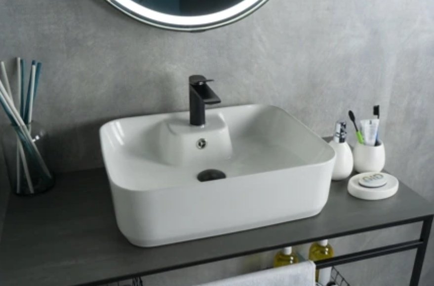 Раковина GID-ceramic N9445 накладная прямоугольная 52, керамика купить,0