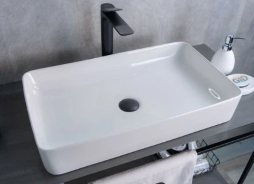 Раковина GID-ceramic N9396 накладная прямоугольная 60, керамика