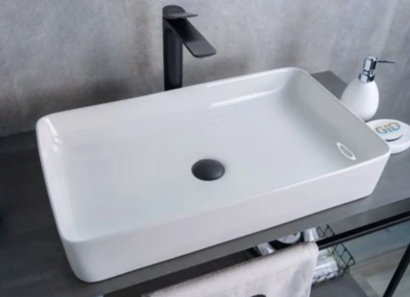 Раковина GID-ceramic N9396 накладная прямоугольная 60, керамика купить,110644