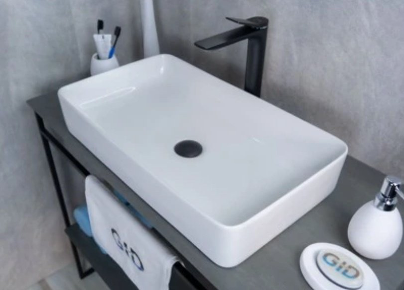 Раковина GID-ceramic N9396 накладная прямоугольная 60, керамика купить,110644