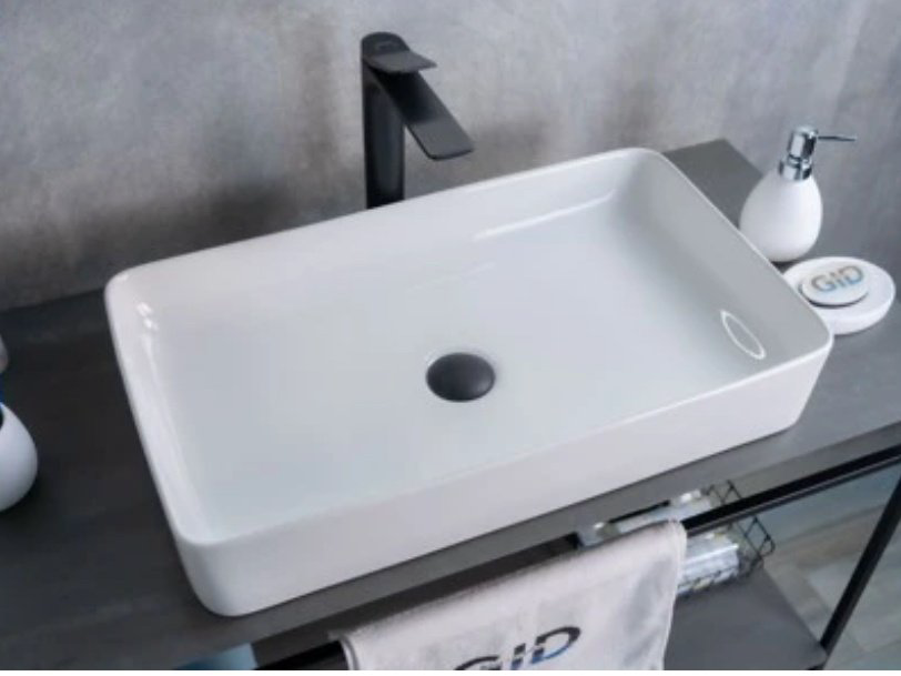 Раковина GID-ceramic N9396 накладная прямоугольная 60, керамика купить,110644