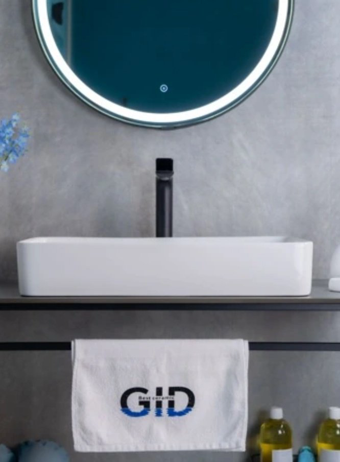 Раковина GID-ceramic N9396 накладная прямоугольная 60, керамика купить,110644