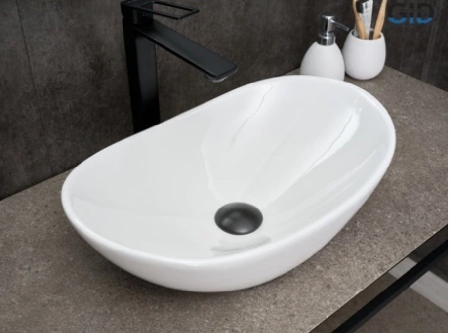 Раковина GID-ceramic N9133 накладная овальная 48, керамика