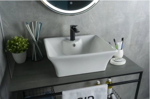 Раковина GID-ceramic N9108 накладная прямоугольная 49, керамика