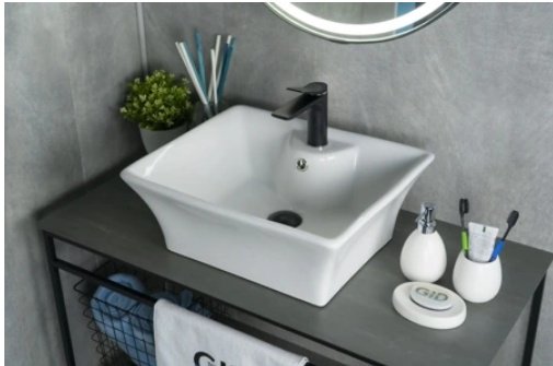 Раковина GID-ceramic N9108 накладная прямоугольная 49, керамика