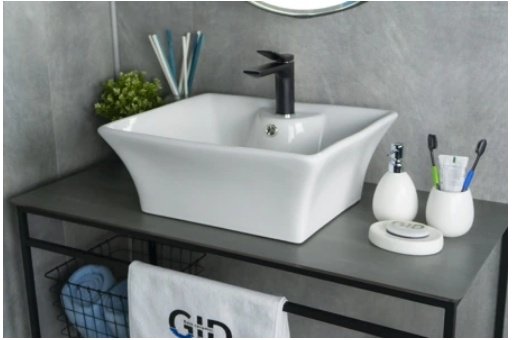 Раковина GID-ceramic N9108 накладная прямоугольная 49, керамика