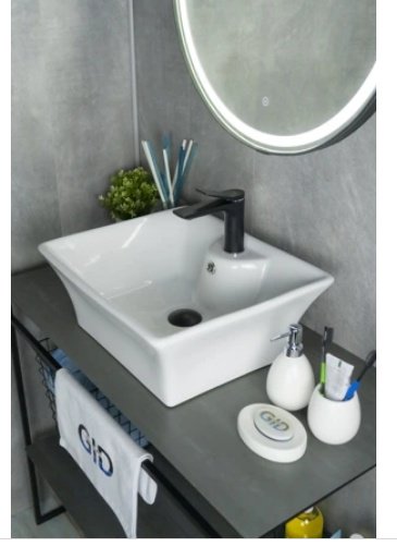 Раковина GID-ceramic N9108 накладная прямоугольная 49, керамика