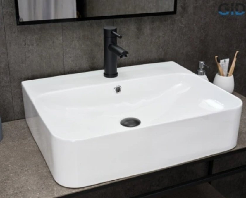 Раковина GID-ceramic N9258 накладная прямоугольная 60, керамика