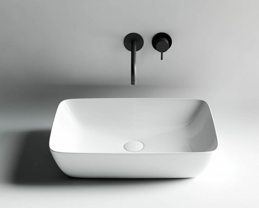Раковина Ceramicanova Form 58 CN2003 накладная прямоугольная 59, санфарфор