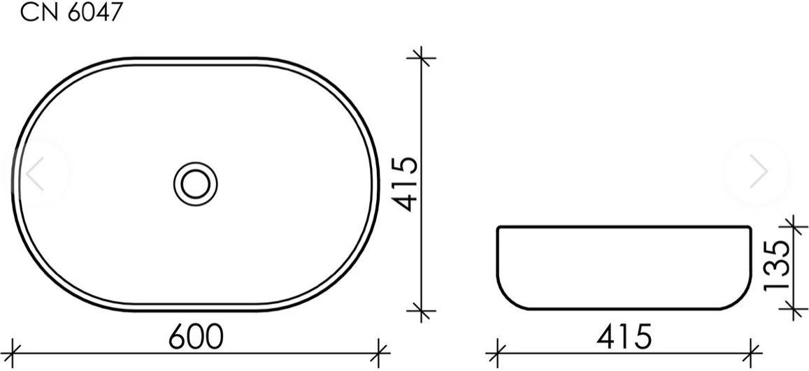 Раковина Ceramicanova Element CN6047MDH накладная овальная 60, санфарфор купить,0