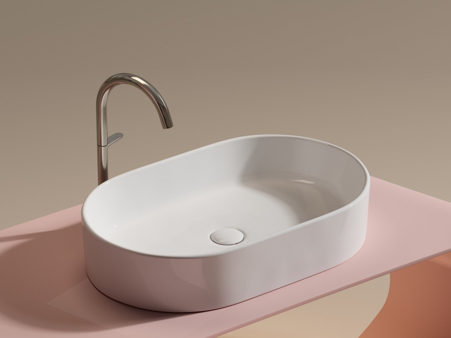 Раковина Ceramicanova CN6048 накладная овальная 38.5, санфарфор