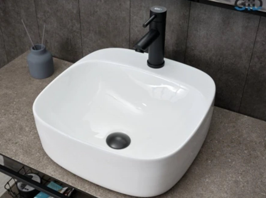 Раковина GID-ceramic N9284 накладная квадратная 42, керамика купить,64874