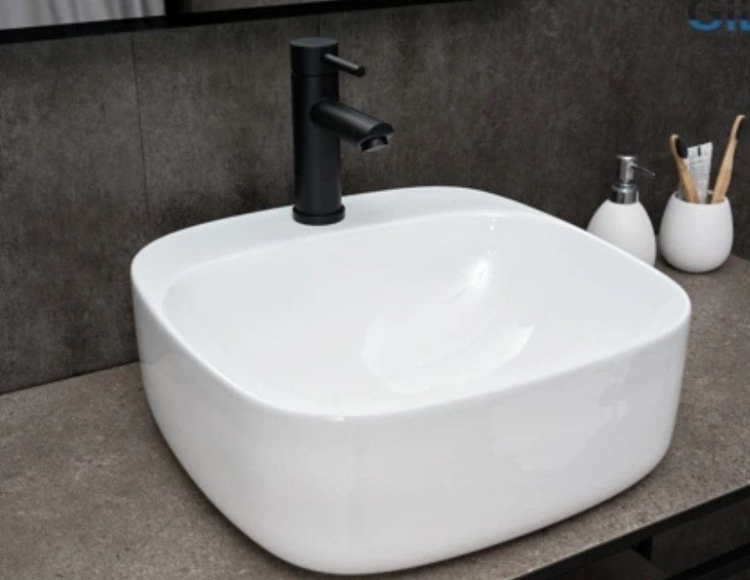 Раковина GID-ceramic N9284 накладная квадратная 42, керамика - ForteMarket Раковина GID-ceramic N9284 накладная квадратная 42, керамика купить,0