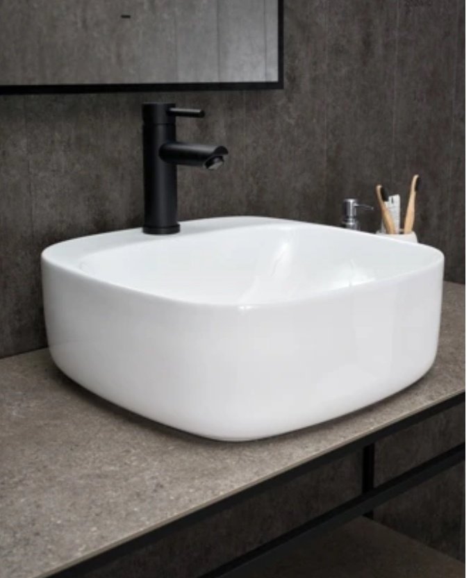 Раковина GID-ceramic N9284 накладная квадратная 42, керамика - ForteMarket Раковина GID-ceramic N9284 накладная квадратная 42, керамика купить,0