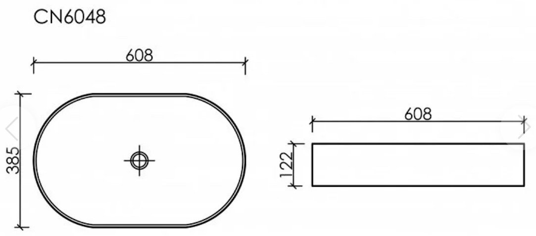 Раковина Ceramicanova Element CN6048MDB накладная овальная 61, санфарфор