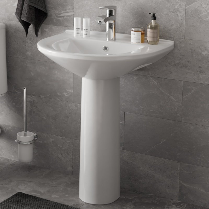 Раковина Gesso W101 Home de luxe с кр. и сливн хром.кольцом с пьедесталом полукруглая 48, санфарфор купить,0