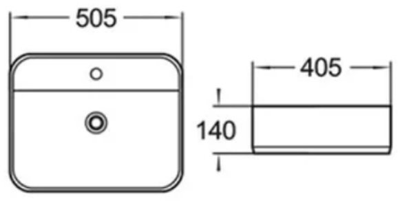 Раковина Comforty 78180 накладная прямоугольная 50.5, санфарфор