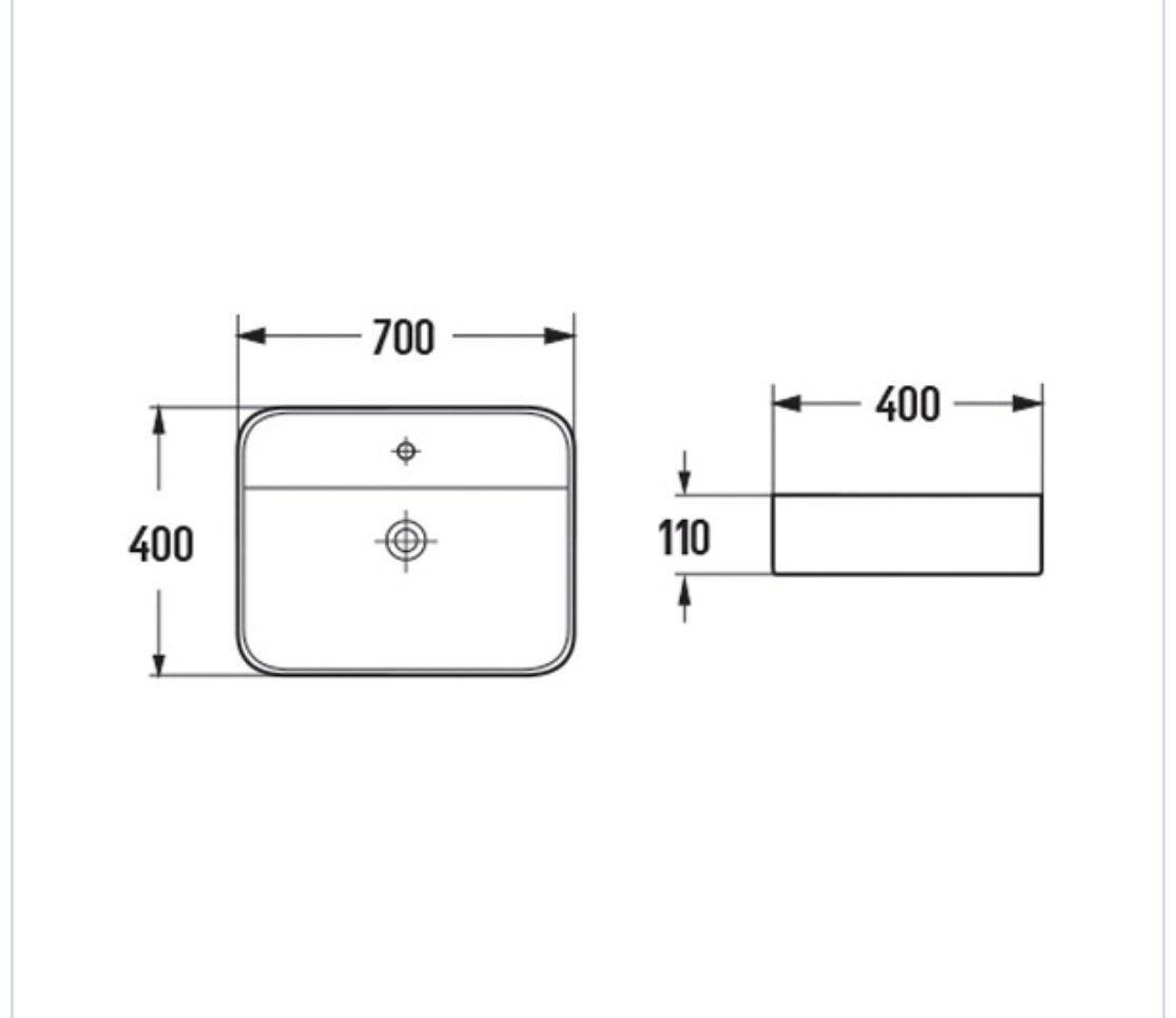 Раковина Comforty 78574-70 накладная прямоугольная 70, санфарфор