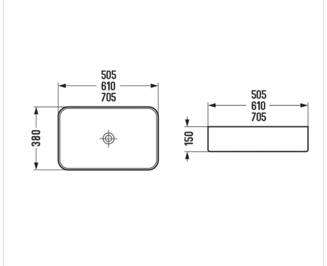 Раковина Comforty 78575-70 накладная прямоугольная 71, санфарфор