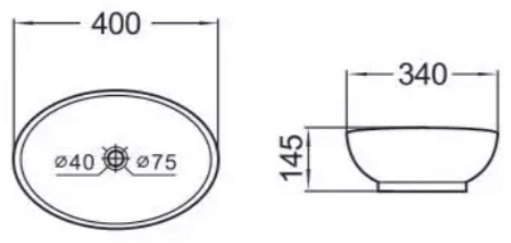 Раковина Comforty T-K60 накладная овальная 40, санфарфор