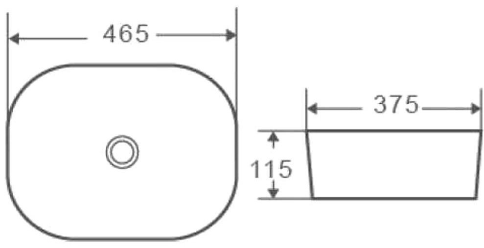 Раковина Calipso CS2185-MB накладная прямоугольная 37.5, санфарфор