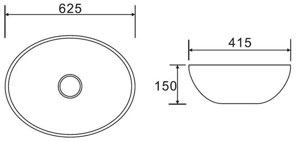 Раковина Calypso CS3077 накладная овальная 41.5, фарфор купить,0