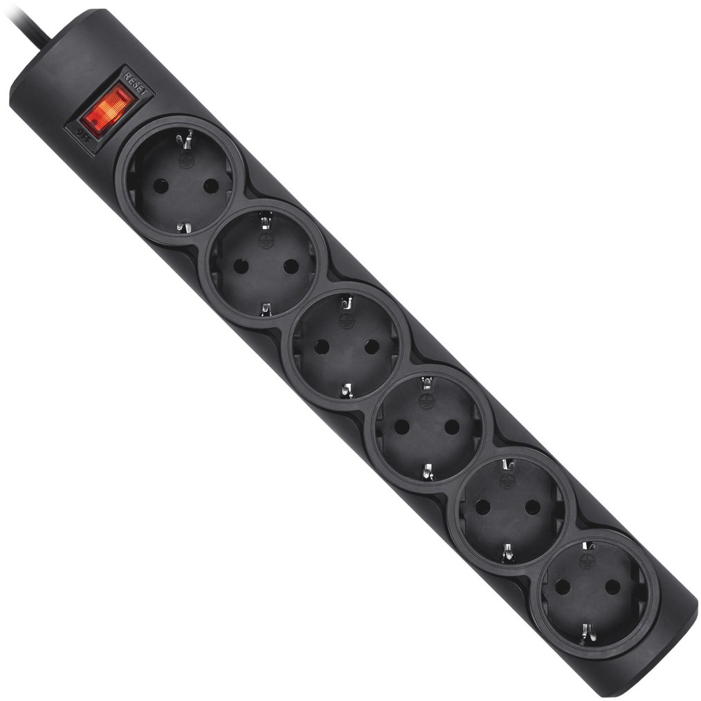Сетевой фильтр Defender DFS-151 1.8м черный