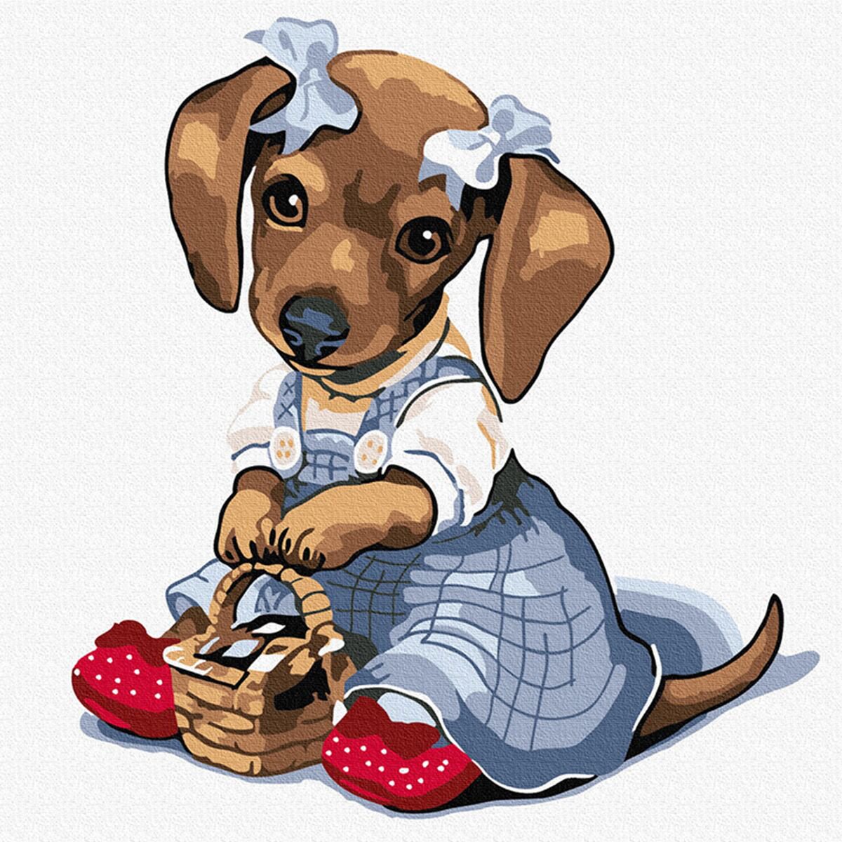 Картина по номерам Molly Такса С Корзинкой 20х20 13 цветов купить,NaN
