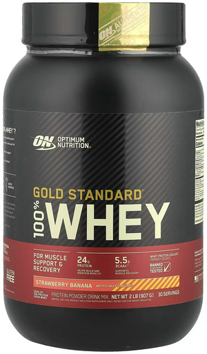 Протеин Optimum Nutrition 100% Whey Gold Standard банан клубника 907 гр