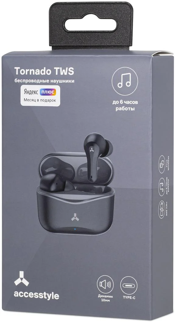 Наушники Accesstyle Tornado TWS Black купить,NaN