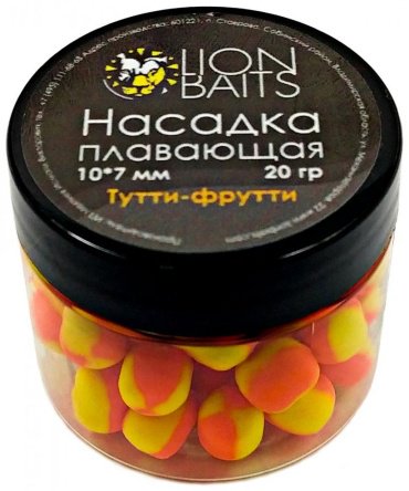 Прикормка Lion Baits Насадка плавающая двухцветная тутти-фрутти 0.02 кг купить,NaN