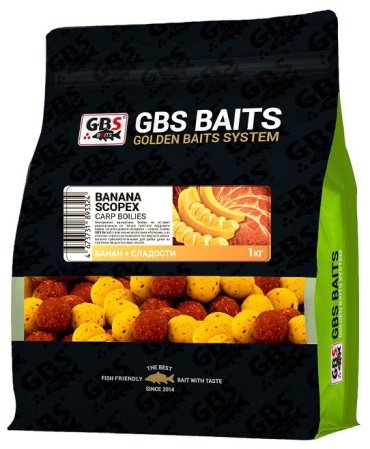 Прикормка GBS Бойлы Baits 20мм 1кг Банан Скопекс Банан Скопекс 1 кг купить,NaN