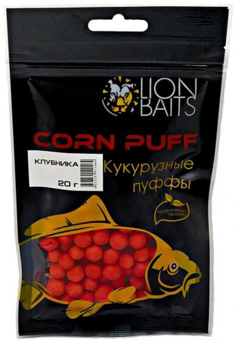 Прикормка Lion Baits Corn puff клубника 0.02 кг купить,NaN