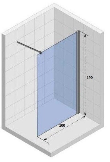 Душевое ограждение KABINKA.KZ одностенное T100G, 1000х1900 мм купить,0