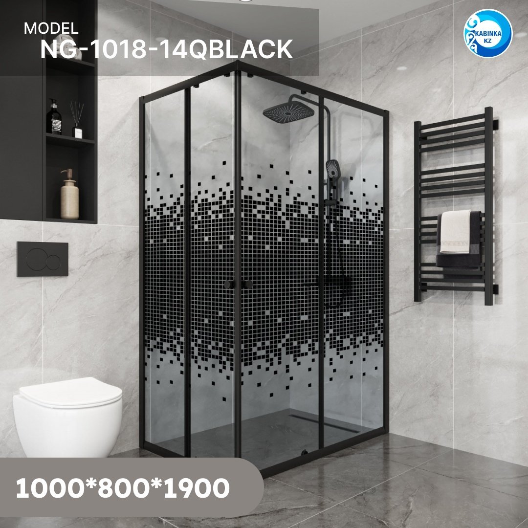 Душевое ограждение KABINKA.KZ двухстенное NG-1018-14QBLACK, 1000х1900 мм